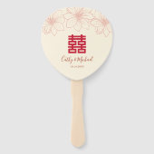 ボホレッドとベージュの中国のフローラ結婚ズ ハンドファン (正面)