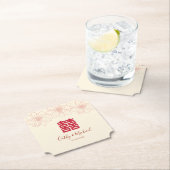 ボホレッドとベージュの中国のフローラ結婚ズ ペーパーコースター (インサイチュ)