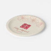 ボホレッドとベージュの中国のフローラ結婚ズ ペーパープレート (アングル)