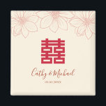 ボホレッドとベージュの中国のフローラ結婚ズ マグネット<br><div class="desc">オリエンタル結婚touchで夢を実現!名前カスタマイズや日付などを追加してデザイン結婚を追加できる。あなたはまた、あなたのためにユニークな特別なデザインのために私に手を差し伸べることを歓迎する。二重の幸福の象徴と赤の装飾は、カップルが家族の伝統を尊重し中国のたいと思うアイテムを持つ結婚必要がある。オファーが消える前にカートに追加!</div>