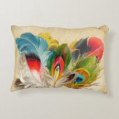 ボホレッドイエロートレンディー羽 アクセントクッション (裏面)