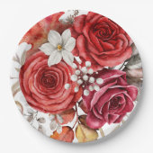 ボホレッドオータム花模様結婚ズ ペーパープレート (正面)