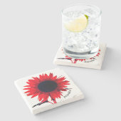 ボホレッドヒマワリパーソナライズされた ストーンコースター (横)