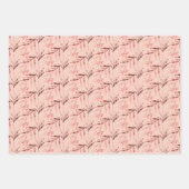 ボホレッドピンクグリーン水彩ワイルドフロバー ラッピングペーパーシート (正面2)