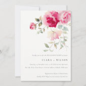 ボホレッドピンクローズフラワーズウォーター婚約 招待状 (正面)