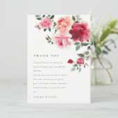 ボホレッドピンクローズフラワーズウォーター結婚カラー サンキューカード (スタンド正面)