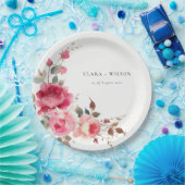 ボホレッドピンクローズフラワーズウォーター結婚カラー ペーパープレート (パーティー)