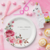 ボホレッドピンクローズフラワーズウォーター結婚カラー ペーパープレート (パーティー)