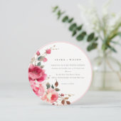 ボホレッドピンクローズフラワーズウォーター結婚カラー 招待状 (スタンド正面)