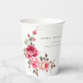 ボホレッドピンクローズフラワーズウォーター結婚カラー 紙コップ (裏面)