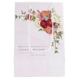 ボホレッドピンク白バラ結婚花の中間 ミディアムペーパーバッグ