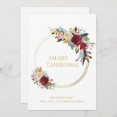 ボホレッドフローラ幾何学的金ゴールドクリスマス シーズンカード (正面/裏面)