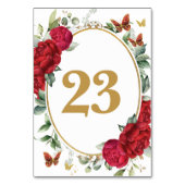 ボホレッドプニーフローラ金ゴールド蝶誕生日 テーブルナンバー (裏面)