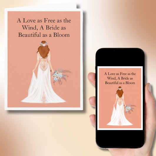 ボホレッドヘアブライドブライダルシャワーおめでとう カード