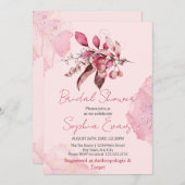 ボホレッドベリー&グリーンリーピンクブライダルシャワー 招待状 (正面/裏面)