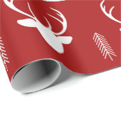 ボホレッドホワイトトナカイ雪の結晶クリスマス ラッピングペーパー (ロールコーナー)
