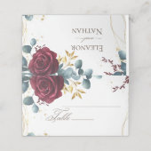 ボホレッドモダンローズ春の結婚式 プレイスカード (外部開封)