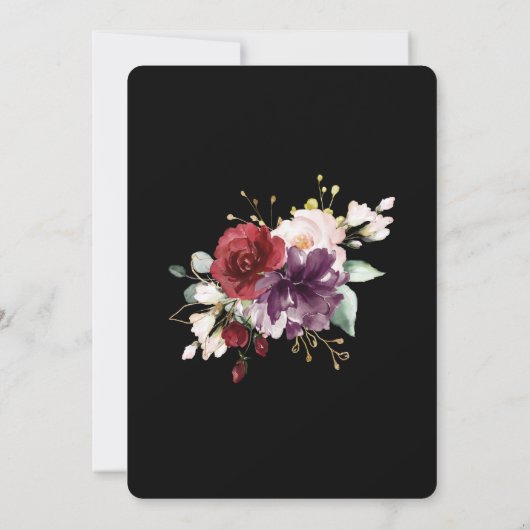 ボホレッド赤面とパープルフローラ90誕生日 招待状 (裏面)