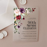 ボホレッド赤面ピンク&パープル90誕生日 アクリル招待状<br><div class="desc">この祝アクリル水の色のフローラ誕生日パーティーの招待と美しいボホスタイルで90歳のバースデーユニーク。バーガンディの赤、赤面のピンク、梅の紫スタイリッシュ、桃の色の組み合わせで美しいフローラコーナーの花束が広がり、その間に豪華な緑が散らばっている。夏の中頃から秋、冬の間を通してお祝いに最適な選択をする。</div>