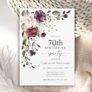ボホレッド&パープルフローラ70th Birthday Party 招待状