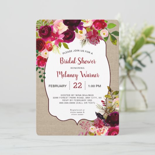 ボホレッ素朴ドフローラブライダルシャワー招待状 招待状 (スタンド正面)