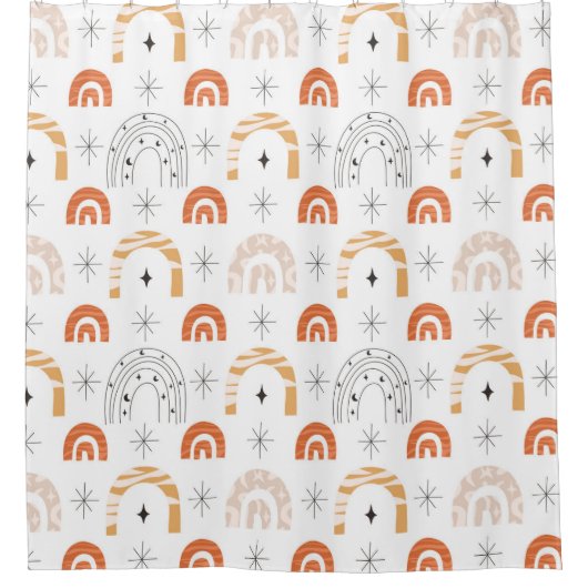 ボホレトロなレインボーラインアートムーンスター シャワーカーテン (正面)