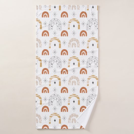 ボホレトロなレインボーラインアートムーンスター バスタオル (バスタオル)