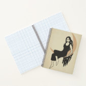 ボホレトロな女性が長い髪の三日月月を星にする ノートブック (内部)