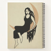 ボホレトロな女性が長い髪の三日月月を星にする ノートブック (裏面)