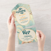 ボホレトロカラフルフローラ結婚ズ オールインワン招待状 (貼ってはがせる)