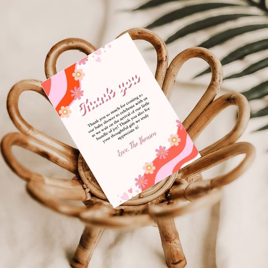 ボホレトログルービーデイジーベビーシャワーサンキューカード 案内状