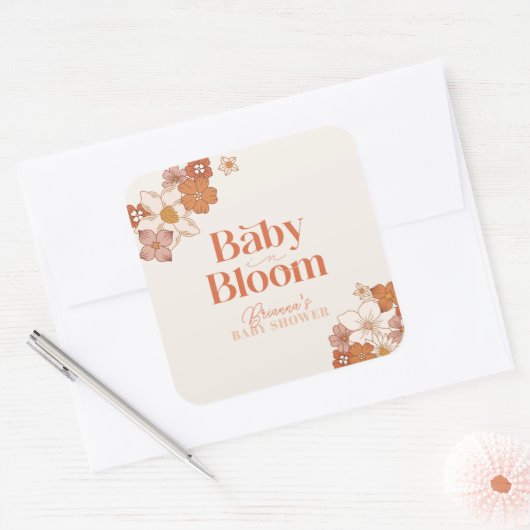 ボホレトログルービーフローラベビーシャワー スクエアシール (封筒)