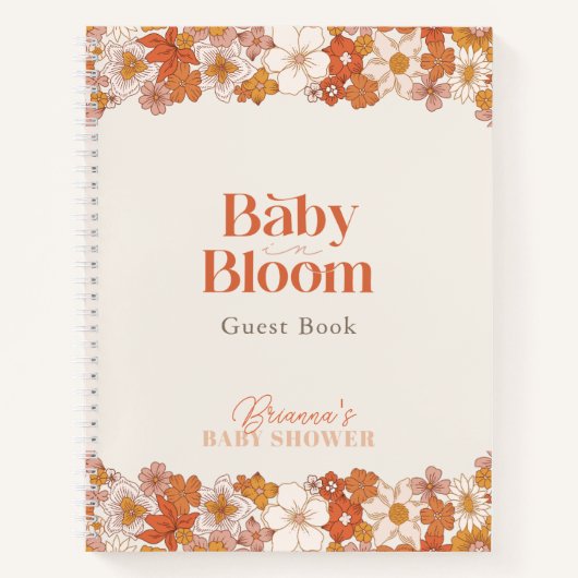 ボホレトログルーヴィフローラベビーシャワーゲストブック ノートブック (正面)