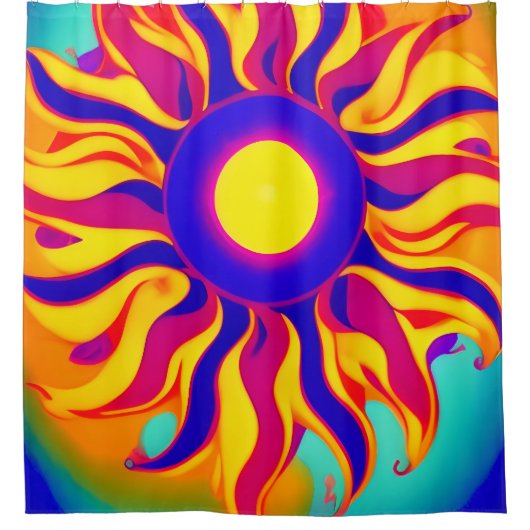 ボホレトロシャワーカーテン日が差すことヒッピーヴィンテージ シャワーカーテン (正面)