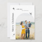 ボホレトロスターズミニマルBWフォトクリスマス シーズンカード (正面)