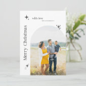 ボホレトロスターズミニマルBWフォトクリスマス シーズンカード (スタンド正面)