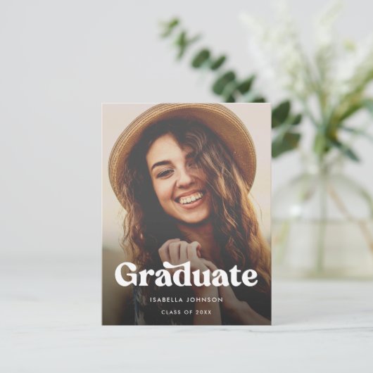 ボホレトロタイポグラフィ写真卒業 案内ポストカード (スタンド正面)