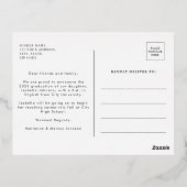 ボホレトロタイポグラフィ写真卒業 箔招待状ポストカード (裏面)