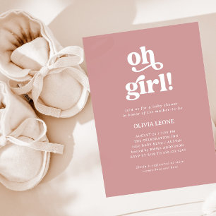 ボホレトロダスティバラ Oh Girl Baby Shower 招待状