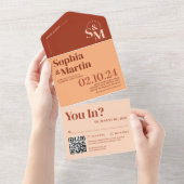 ボホレトロテラコッタフォト結婚ズ オールインワン招待状 (貼ってはがせる)