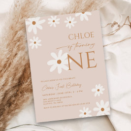 ボホレトロデイジーガールファースト誕生日 招待状