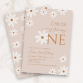 ボホレトロデイジーガールファースト誕生日 招待状