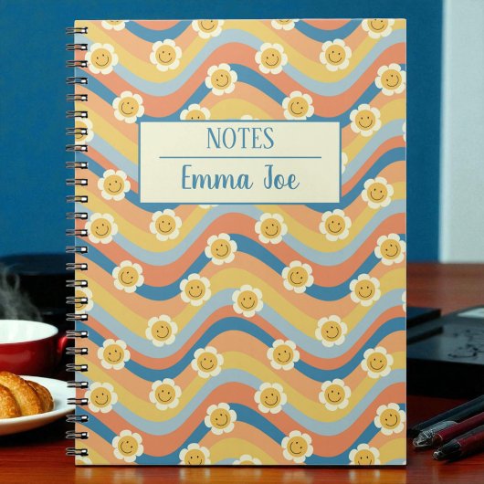 ボホレトロデイジーパーソナライズされた花名付き ノートブック