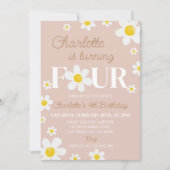 ボホレトロデイジー開花誕生日招待状 招待状 (正面)