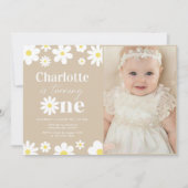 ボホレトロデイジー1stバースデーフォト 招待状 (正面)