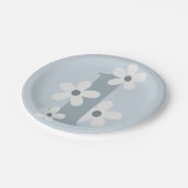 ボホレトロデイジー1stブルーグルーヴィー誕生日 ペーパープレート (アングル)