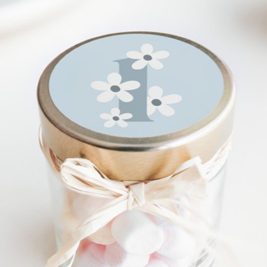 ボホレトロデイジー1stブルーグルーヴィー誕生日 ラウンドシール