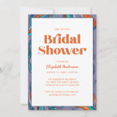 ボホレトロパープルタイポグラフィウェーブライダルシャワー 招待状 (正面)