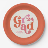 ボホレトロピンクとオレンジ卒業 ペーパープレート (正面)