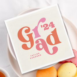 ボホレトロピンク&オレンジ卒業ナプキン スタンダードランチョンナプキン